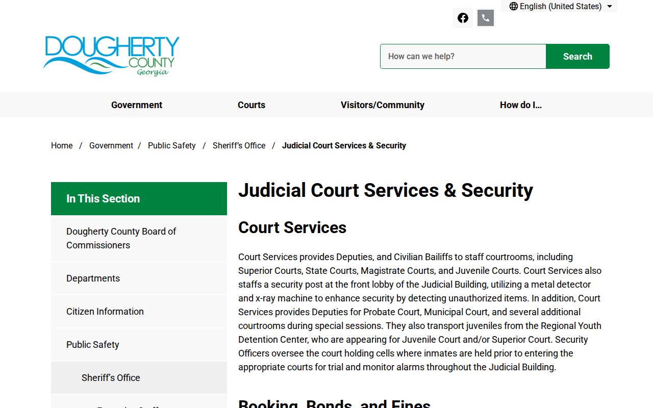Dougherty County court calendar courthouse security information