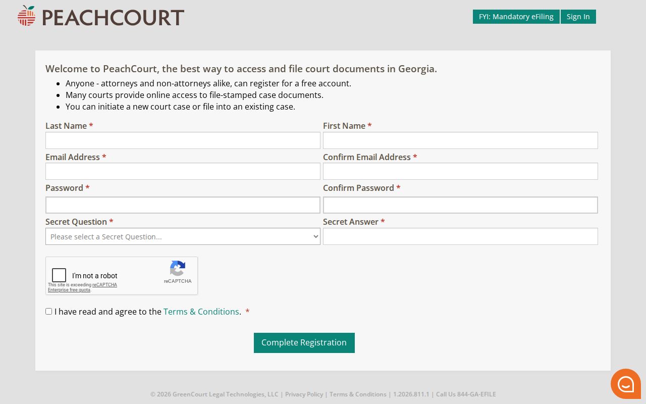 Dougherty County court records PeachCourt registration access