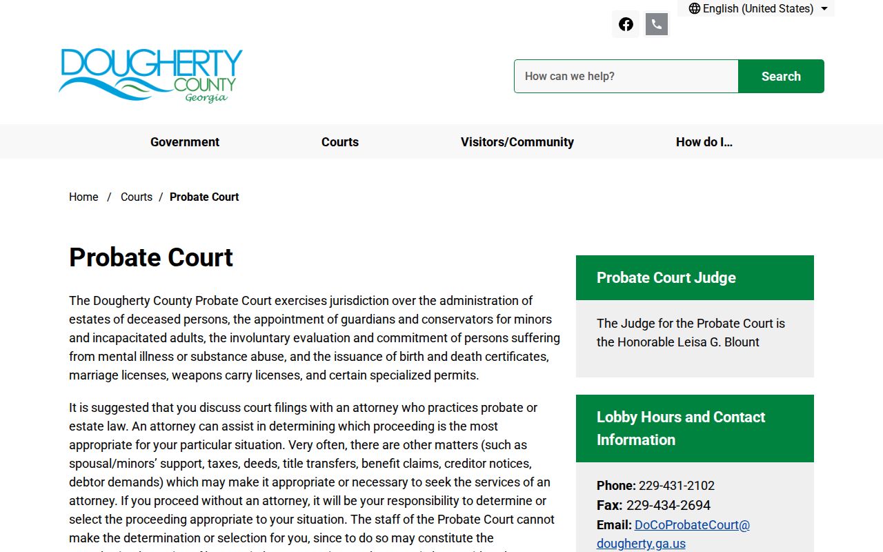 Dougherty County court records Probate Court office