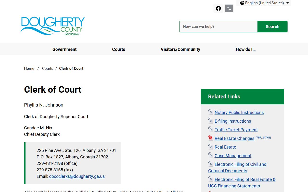 Dougherty County court docket Clerk of Court office
