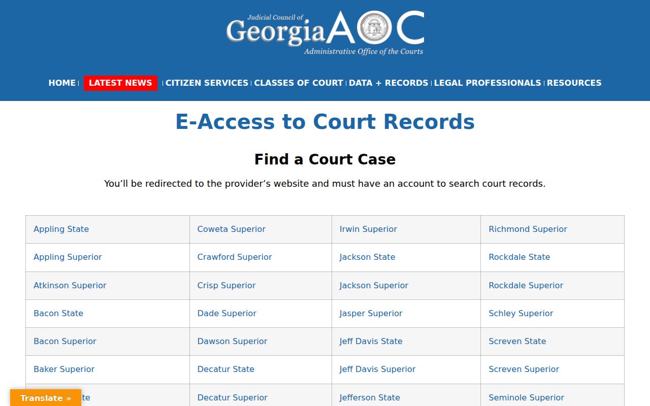 Dougherty County court docket Georgia Courts E-Access directory